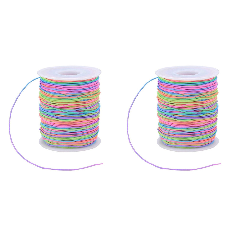 2X Elastic Cord, Beading Cords Threads, Rainbow Color Stretch String Cord, Fabric Crafting String For Bracelet 6033101494595