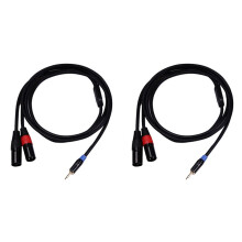 2X Cable Macho de Alta Fidelidad de 3,5 mm una 2 XLR Cable Estéreo de Alta Calidad Plateado Plateado 3,5 Aux una XLR, 3,5 Aux una 2Xlr, 1.8M