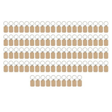 100 PièCes Séries Porte-Clés en Bois Vierge en Bois Bricolage Porte-Clés en Bois Porte-Clés Anti-Perdu Bois Accessoires Cadeau