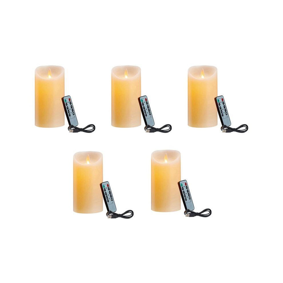 5X Led Candles, Flickering Flameless Candles, Rechargeable Candle, Real Wax Candles With Remote Control,10Cm A 6034148794327