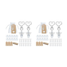 60X Thank You Gift in Bulk, Angel Keychains  Bows  Angel Wing Thank You Tags, Guest Return Gifts for Baby Shower