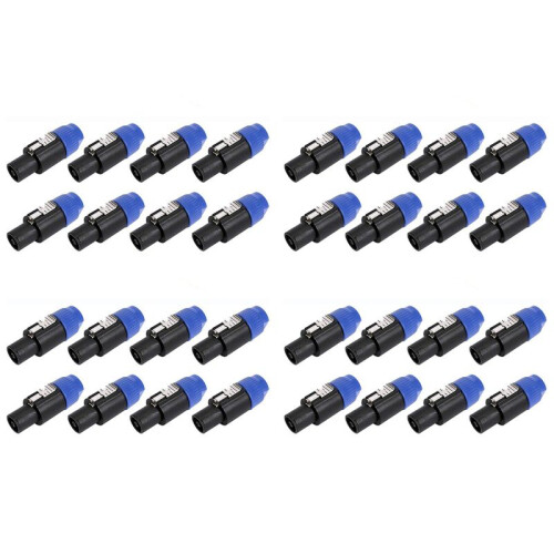 32 Pack Audio Cable Adapter Connectors, 4 Pole Audio Speaker Plug Twist Lock Compatiable with Speakon NL4FC, NL4FX