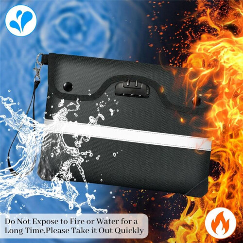 Fireproof Document Bag with Lock,11.4 X 8.3 Inch Fire Proof Bag for Documents with Zipper,Water Resistant Envelope 1