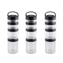 3X Recipientes Apilables para Meriendas para NiñOs y Adultos, 4 Vasos Apilables para Meriendas para Escuela y Viajes, Negro Transparente