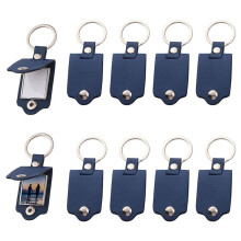 10 Pcs Sublimation Keychain Blanks Bulk, PU Leather Key Chains Heat Transfer-Press Key Rings for DIY Photo & Text