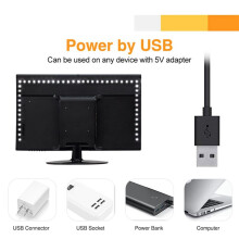 2X Bande Led D'Intérieur 5V Lampe USB 2835 Tiras Led LumièRe Bande Rétro-ÉClairage TV Chambre ÉClairage 0.5M Blanc Froid