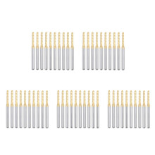 50PCS Titanium Coat Carbide End Mill Engraving Milling Cutter CNC Router Bits for PCB Machine, 1/8 Inch Shank 2Mm