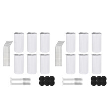 Pack of 12 12 Oz Sublimated Tumblers Blank, Insulated Stainless Steel Water Bottles with Lids and Straws for DIY
