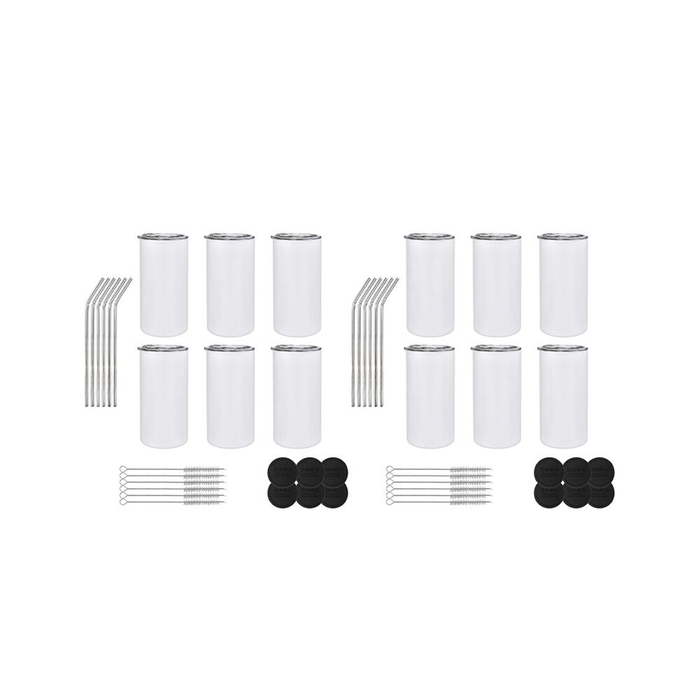 Pack Of 12 12 Oz Sublimated Tumblers Blank, Insulated Stainless Steel Water Bottles With Lids And Straws For Diy 6032343245477