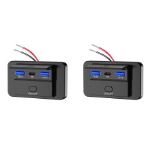 2X 66W 12V Panel Ładowarki do Montażu na Ścianie QC3.0+PD3.0+QC3.0 Gniazdo USB Gniazdo Ładowarki Gniazdo Zasilania do Samochodu Autobus Morski RV