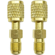 2pcs R32 R454B Refrigerant Brass Adapter, 1/4Inch Female to 1/4Inch Male Reverse Thread, Quick Connect Fittings