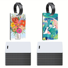 Sublimation Luggage Tag Blanks, Double Sided Suitcase Label Tag Blank Travel Bag Tags with Strap for DIY Design Work