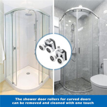 Curved Shower Door Rollers, 16Pcs Shower Glass Door Rollers, Replacement Shower Door Wheels, for Curved Bathroom