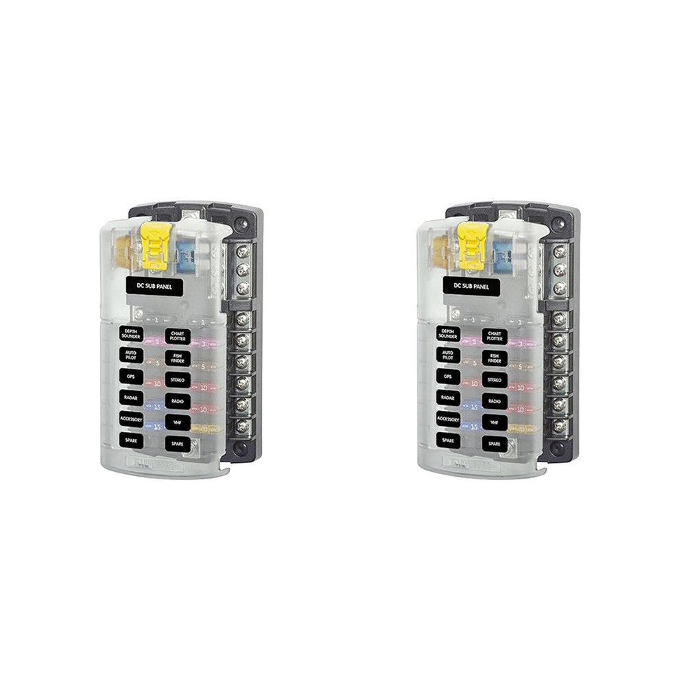2X Car Boat Fuse Box Holder 5026 St Blade Fuse Block 32V100a 12 Circuit With Ground And Cover 4712697339054