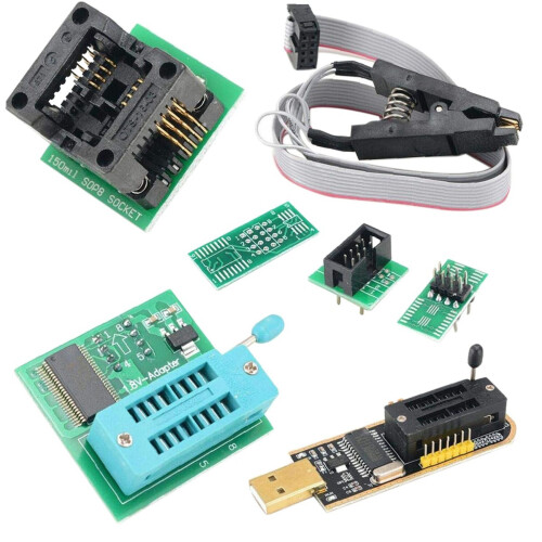 2X CH341A BIOS USB Programmierer SOP8 DIP8 1,8V Konvertierung Buchse 8-Pin Test Clip Set für  oder Hauptplatine 1