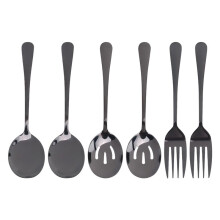 Serving Stainless Steel Buffet Catering Party Banquet Serving Spoons Forks Set Serving Spoons and Forks Set Black
