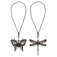 2 Pack Bronze Ceiling Fan Pull Chain Set,Lighting & Fan Pull Chain Pendant Chain Extender,Dragonfly and Butterfly