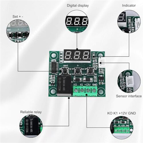 12x W1209  12 V LED Digital Thermostat Temperature Controller,-50-110C Temp Control  Board with Sensor Probe 2