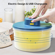 Electric Salad Spinner - Lettuce Vegetable Dryer, USB Rechargeable, Quick Drying Lettuce Fruit Spinner with Bowl