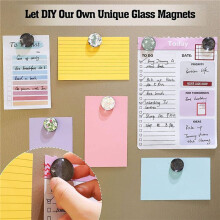 48 Sets Kühlschrankmagnete für Basteln, Glas-Keramik-Magnete mit Selbstklebender Rückseite und Transparenten, Klaren Glaskuppel-Cabochons