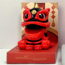2X Solar-Powered Dancing Lion Ornament Chinese Style Lucky Lion Dance Model Solar Powered for Car Office B