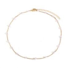 New Beads Women's Neck Chain Pearl Choker Necklace Gold Color Goth Chocker Jewelry the Neck Necklace Collar for Girl