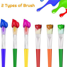 10 Grands Pinceaux Ronds et Plats pour Peinture Acrylique Lavable pour Tout-Petits