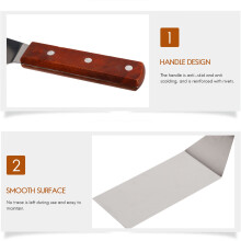 Stainless Steel Flat Frying Spatula with Wooden Handle Pizza Spatula Steak Frying Spatula Cooking Spatula Baking Tools