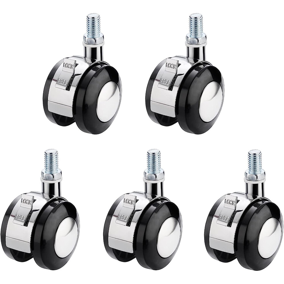 50Mm Office Chair Casters Replacement Wheels, Black Swivel Castors M10x15mm Stem For Furniture 9092120758870