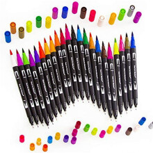 4X Kleurstiften 24 Kleuren Dual Brush Pennen Viltstiften Art Markers Tekenen, Schilderen, Kalligrafie, Kleurboeken