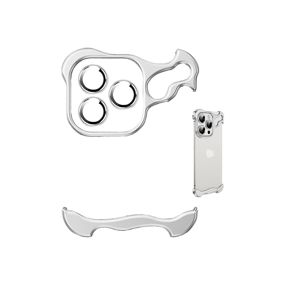 Case For Iphone 16 Pro With Reinforced Metal Corners, Frameless Slim Antifall Design, Silver 9330225011576