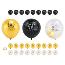60Th Birthday Balloons 30 Pcs,12 Inch Black Gold Balloons Latex Confetti Balloons, 60Th Anniversary Party Decor Supplies