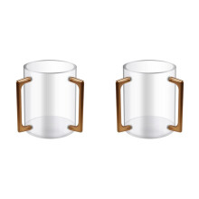 2X Gobelet de Lavage des Mains Cylindrique en Acrylique avec Deux Poignées en Métal pour la Prière Juive, Gobelet de Lavage en Bronze