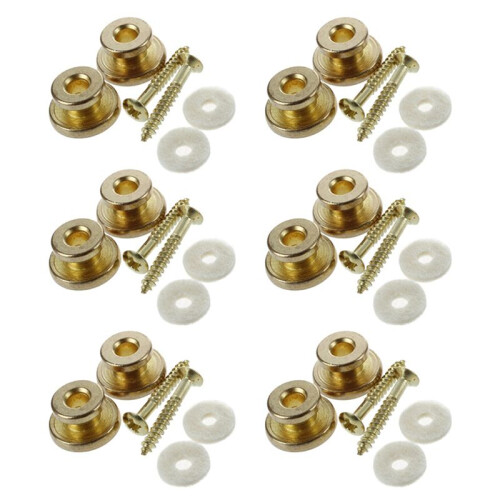 12Pcs Golden Strap Button with Mounting Screw for Guitar Mandolin