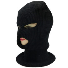2X Cubierta de Cara Completa Máscara de Esquí Sombrero 3 Agujeros Pasamontañas Gorros de Punto Gorros Unisex Negro