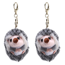 2X Cute Hedgehog Plush Keychain Mobile Phone Pendant Keyring Hedgehog Pompon Ring Pendant Plush Toy Gray Anime Fur Gifts