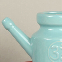 2X 350Ml Ceramic Neti Pot Nose Cleaning Pot Durable Leakproof Spout Pot for Nasal Rinsing Nose Washing Men Women,Cyan