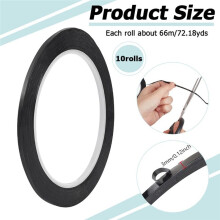 10 Pcs Faux Lines, 3mm PET High Temperature Positioning Tape 216.54 Feet Black Gallery-Decals Stickers for DIY Project