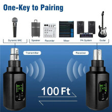 2X Guitar Wireless Microphone System XLR Transmitter and Receiver for Dynamic Wired Microphone