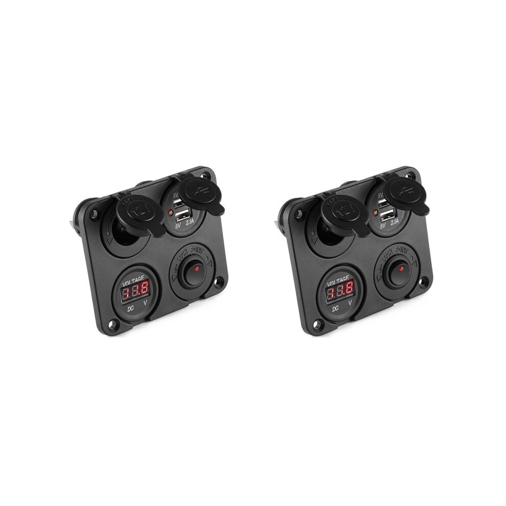 2X 12V-24V Car Boat Socket Dual Usb Charger Voltmeter Panel For Vehicle Car Boat Motor Home 6031085166644