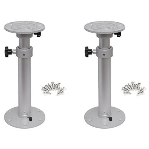 2X Adjustable Table Pedestal Detachable Table Base Stand Leg Base Aluminum Alloy Table Base Silver White