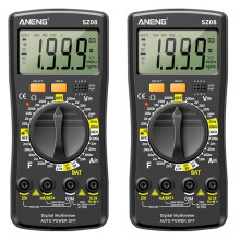 2X ANENG SZ08 Digitale Multimeter Ultradunne Opslag Professionele Multimetro Auto-Voltmeter AC -Weerstand Houdtesters (Zwart)
