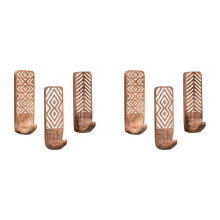 6 Pack Non-Destructive Wood Wall Hooks - Adhesive Wall Hooks - Boho Decorative Wall Hooks