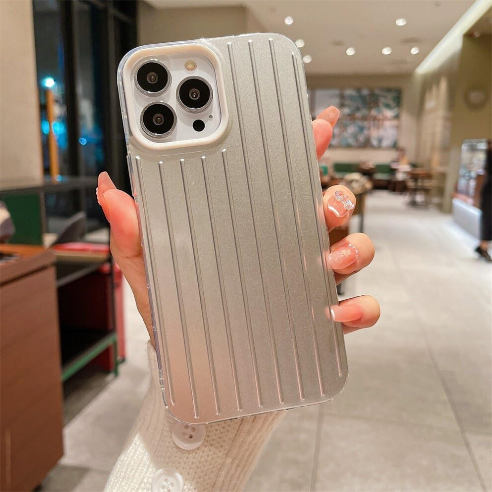 Silver White Shockproof Tpu Case For Iphone 14 Pro Max With Antislip Stripe Grip And Raised Camera Guard White,Silver 9771547593393
