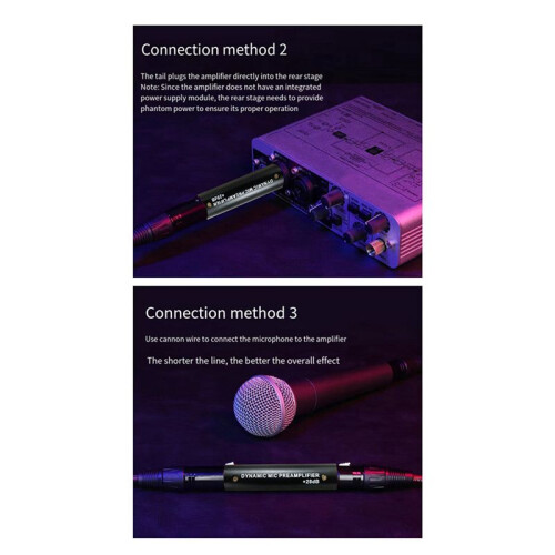 2X Preamplificatore Microfonico per DM1 Dynamic 28DB Gain Amplificatore Microfonico per Microfoni un Nastro Dinamici e Passivi 2