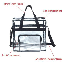 Clear Tote Bag, Adjustable Shoulder Strap and Zippered Top, Stadium Security Travel & Gym Clear Bag, Perfect for Sports