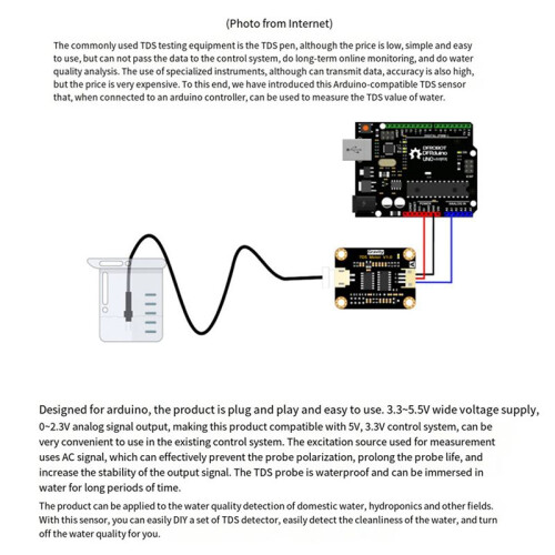 2X for  TDS Sensor Meter V1.0 Board Module Water Meter Filter Measuring Water Quality for  Unor 3 1
