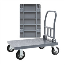 Folding Heavy Duty Hand Truck 600kg Load, Steel Platform Push Cart with Wheels 90x60cm