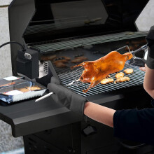 Rotisserie Grill Kit Universal Grill with 71.12 cm Spray Rod Complete Bracket and Universal Grill Fixing Screws-US Plug