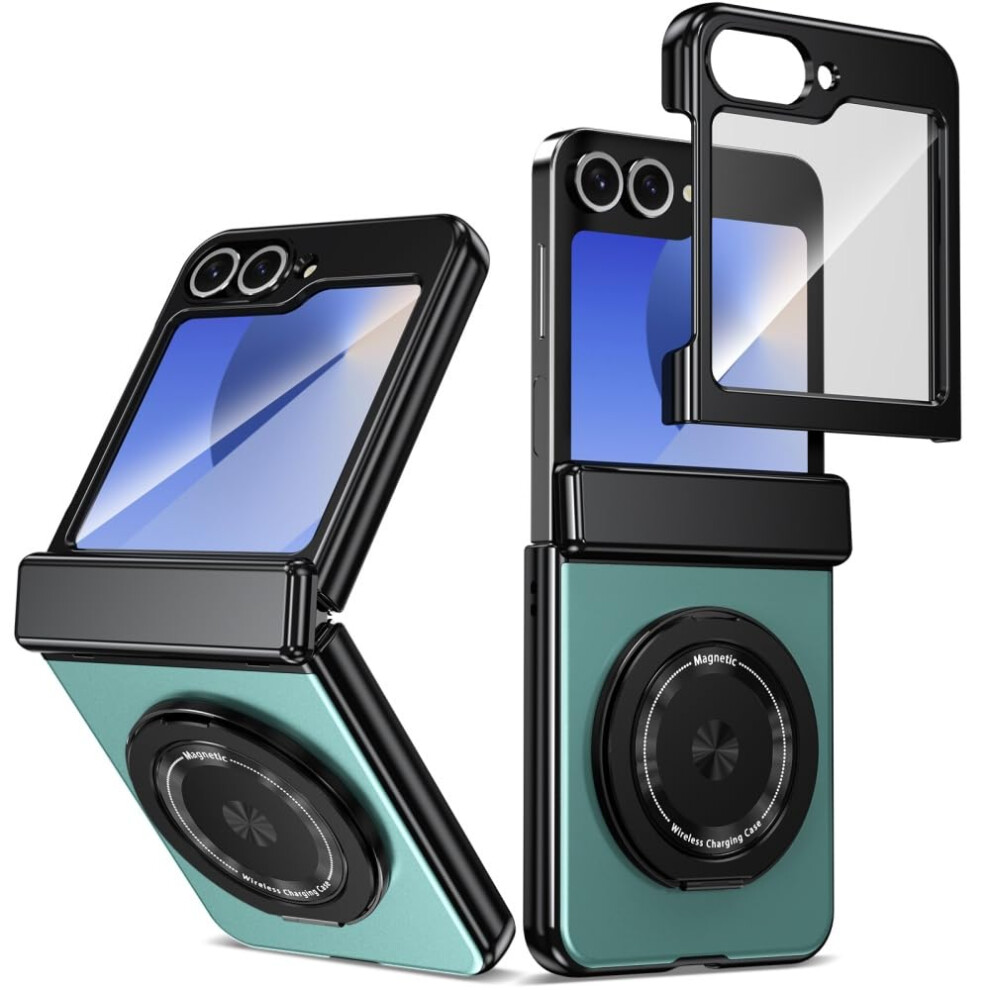 Case For Samsung Galaxy Z Flip 6 Magnetic Folding Design With 360 Rotatable Kickstand Hinge Protection Green 9073542720393